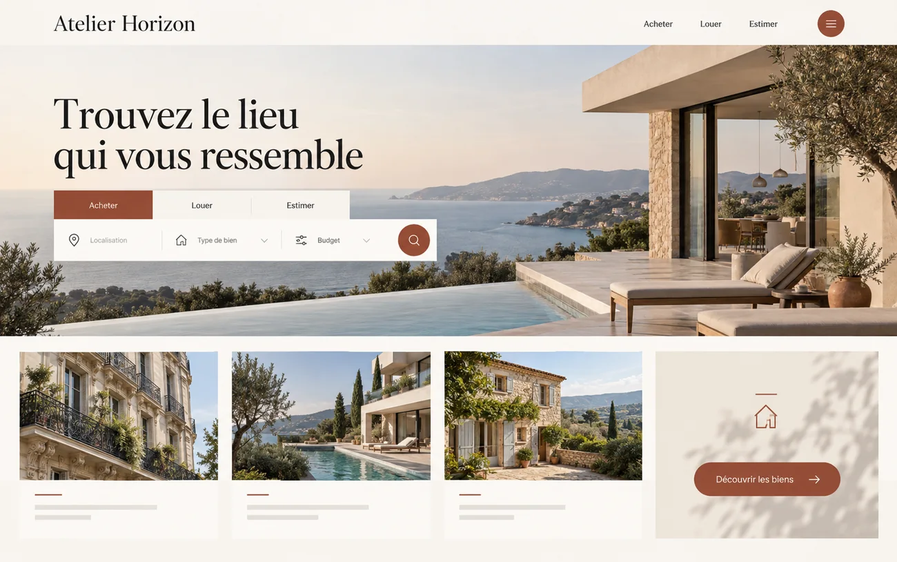 Démonstration Honab d’un site internet sur-mesure pour une agence immobilière