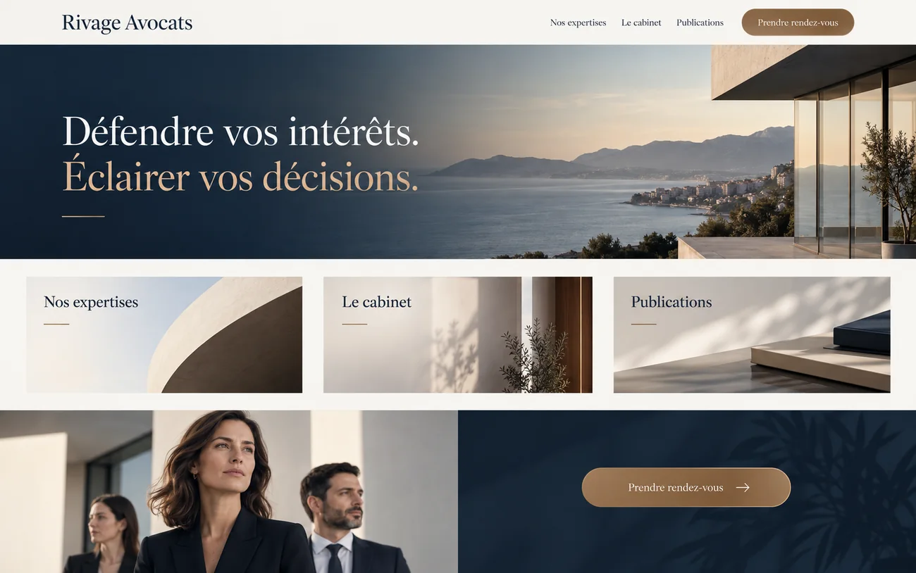 Démonstration Honab d’un site internet premium pour un cabinet d’avocats