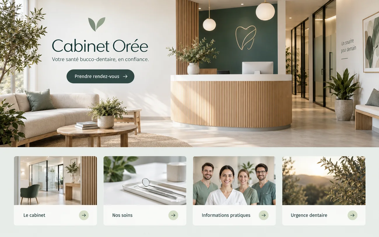 Démonstration Honab d’un site internet rassurant pour un cabinet dentaire