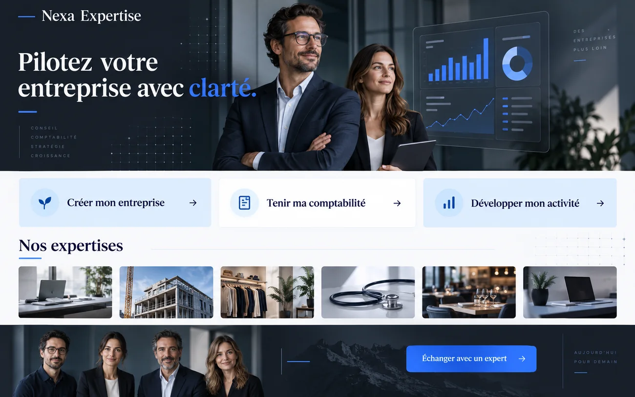 Démonstration Honab d’un site internet B2B pour un cabinet d’expertise comptable
