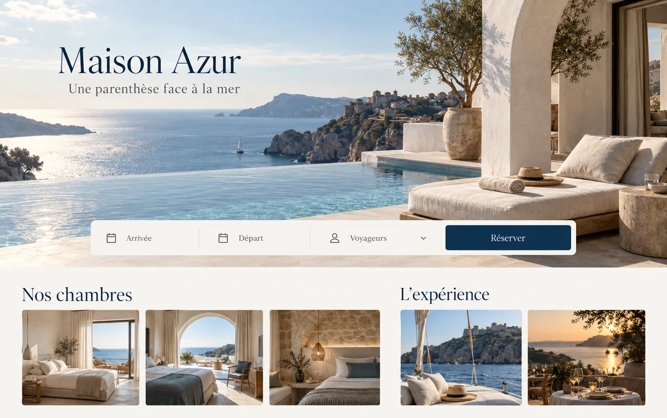Démonstration Honab d’un site internet immersif pour un hôtel avec réservation