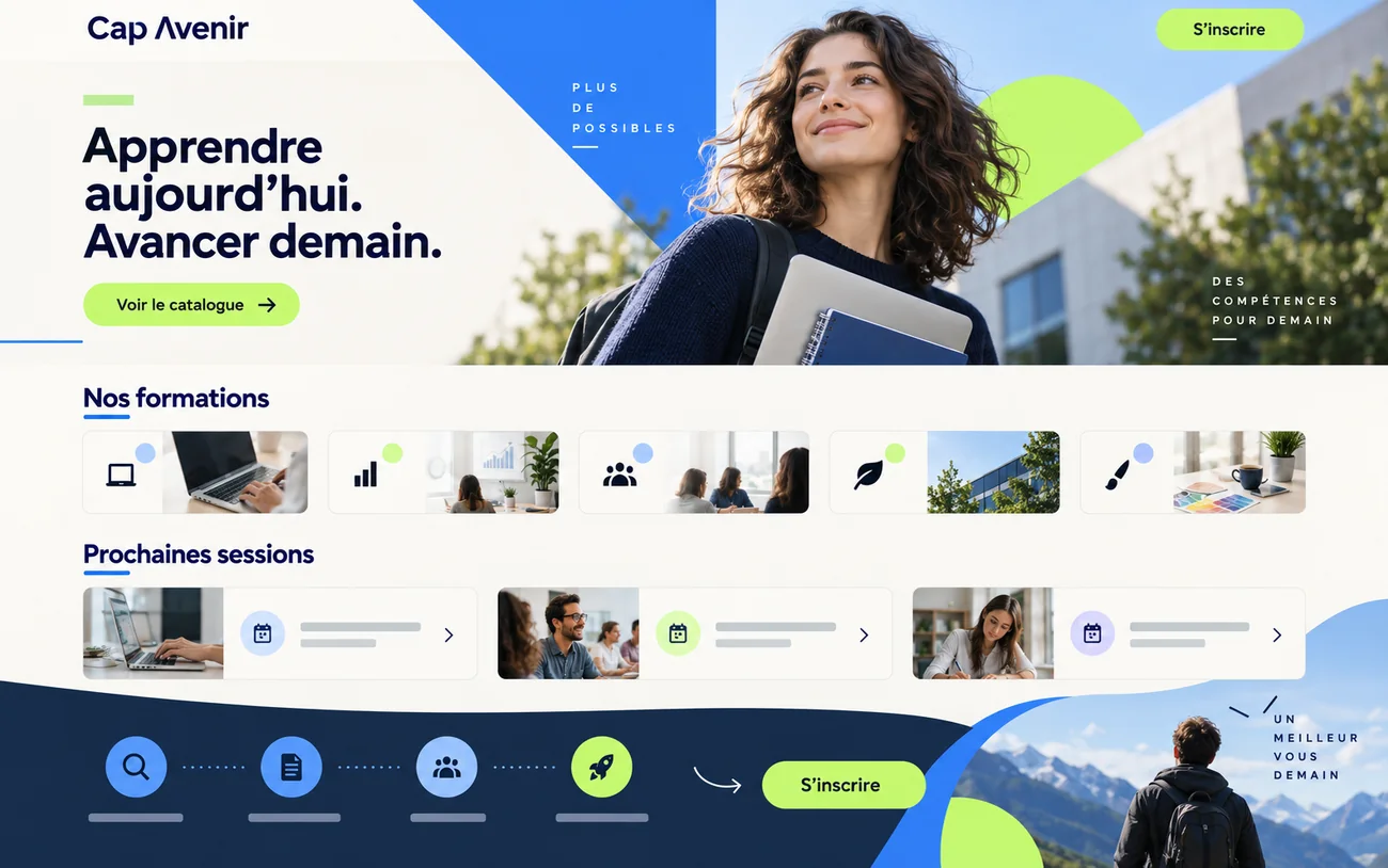 Démonstration Honab d’un site internet moderne pour un organisme de formation